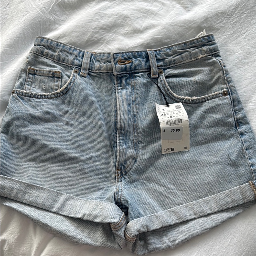 Zara Blue Jean Shorts High-Waisted Vintage Style